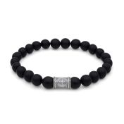 Bracelet Onyx Noir avec Boussole pour Homme