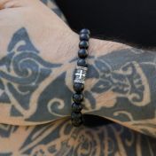 Bracciale da Uomo con Croce di Onice Nera