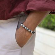 Hamsa Men Name Bracelet with Black Onyx Stones