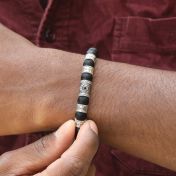 Hamsa Men Name Bracelet with Black Onyx Stones