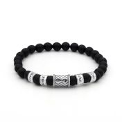 Bracelet Infini Onyx Noir avec Prénoms pour Femme - Argent