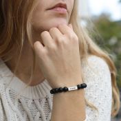 Schwarzes Armband aus Onyx mit 3D Block für Damen [Sterlingsilber]