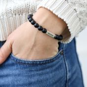 Schwarzes Armband aus Onyx mit 3D Block für Damen [Sterlingsilber]