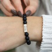 Schwarzes Armband aus Onyx mit 3D Block für Damen [Sterlingsilber]