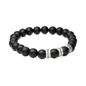 Bracciale da Donna in Pietra Nera e Sfere Incise [Argento 925]
