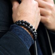 Men Onyx Bracelet with Black Crystal Pave