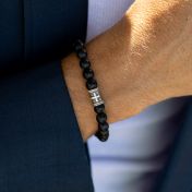 Bracciale da Uomo con Croce di Onice Nera