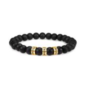 Armband aus schwarzem Onyx mit Gravur für Damen [750er vergoldet]