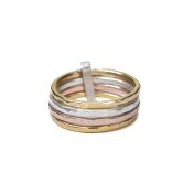 Gemischte Bänder Ring - Gehämmert [Sterlingsilber]