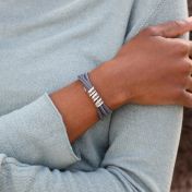 Familie Naam Armband - Blauw suède [Sterling Zilver]