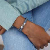 Familie Naam Armband - Blauw suède [Sterling Zilver]