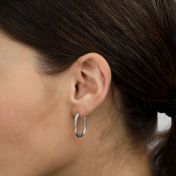 Bold Rectangle Hoop Earrings [Sterling Silver]