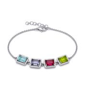 Dazzling Love Cascade Birthstone Bracelet [Silver]
