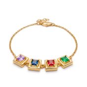 Dazzling Square Birthstone Bracelet [18k Gold Vermeil]