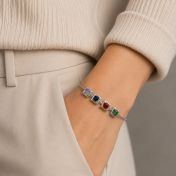 Dazzling Square Birthstone Bracelet [Silver]