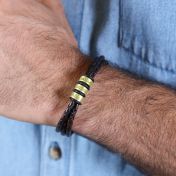 Men Brown Bracelet with Engraved Spheres [18K Gold Vermeil]
