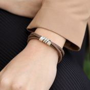 Family Name Bracelet - Brown Suede [Sterling Silver]