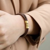Familienaam Armband - Goud Verguld [Bruin Suede]