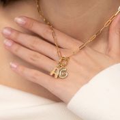 Bubble Initial Charm Necklace [18K Gold Plated]