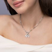 Bubble Initial Charm Necklace [Silver]