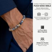 Bracelet Homme en Jaspe Picasso avec Nano Bible en Argent 925