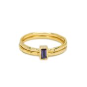 Carina Ring. Baguette vertikal - Gehämmert [750er Gold Vermeil]