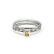 Carina Ring. Baguette Vertical Hammered [Sterling Silver]