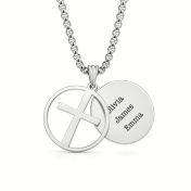 Layered Cross Men Name Necklace [Silver]
