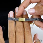 Emma Milanaise Armband mit Gravur und Diamanten [Geschwärztes Silber/ 750er vergoldet]