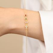 Bracelet Étoiles Enchantées Pierre de Naissance avec Charm Croix [Plaqué Or 18ct]