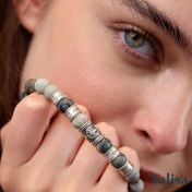 Family Tree Diamond Name Bracelet - Picasso Jasper [Sterling Silver]
