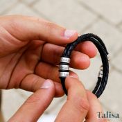 Men Separated Name Black Bracelet