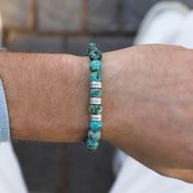 Turquoise Men Name Bracelet [Sterling Silver]