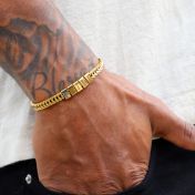 Gegraveerde Gevlochten Ketting Armband Voor Mannen [18K Goud Verguld]