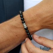 Bracciale da Uomo con Croce di Onice Nera
