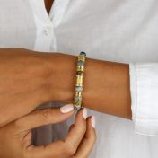 Bracelet Boussole Jaspe Picasso pour Femme - Plaqué Or 18ct