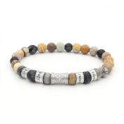 Compass Women Name Bracelet With Picasso Jasper Stones [Silver]