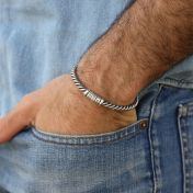 Celtic Men Name Bracelet - Black Silver