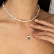 Cherished Heart Birthstone Necklace with Moissanite [Silver]