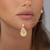 Cherished Spot Engraved Map Necklace With 1 Ct Diamond [14 Karat Gold]