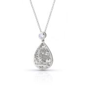 Cherished Spot Engraved Map Necklace with Diamond [Sterling Silver]