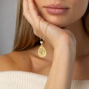 Beliebter Ort Gravierte Kartenkette mit einem Herz-Diamanten [750er vergoldet]