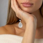 Beliebter Ort Gravierte Kartenkette mit einem Herz-Diamanten [Sterlingsilber]