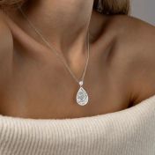 Cherished Spot Engraved Map Necklace with Heart Diamond