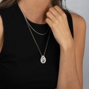 Cherished Spot Map Necklace With Diamond Frame [Sterling Silver]