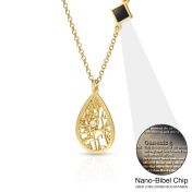 Geschätzte Ort Kartenkette mit Nano-Bibel [750er Gold Vermeil]