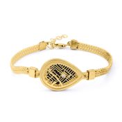 Bracelet Carte Silhouette Endroit Chéri avec Chaîne Tressée - Vermeil 18ct