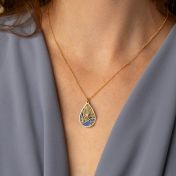 Cherished Spot Aqua Silhouette Map Necklace [18K Gold Plated]