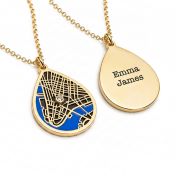 Cherished Spot Aqua Silhouette Map Necklace [18K Gold Plated]