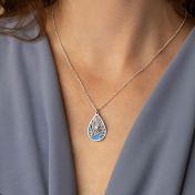 Cherished Spot Aqua Silhouette Map Necklace [Silver]